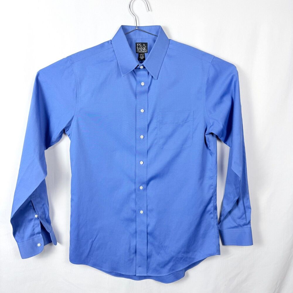 Jos. A. Bank Traveler Slim Fit Blue Dress Shirt Mens 16 - 36